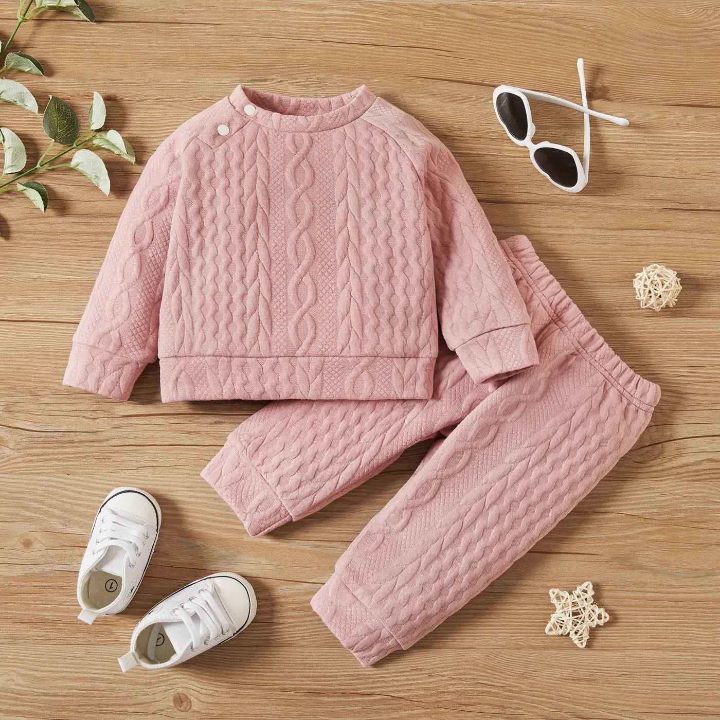 0-3Years Baby Boy Girl Clothing Set Solid Color Long Sleeve Top+Pants Autumn & Winter Daily Casual 2PCS Outfit for Toddler Baby
