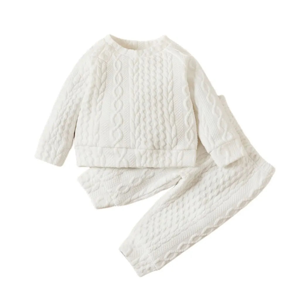 0-3Years Baby Boy Girl Clothing Set Solid Color Long Sleeve Top+Pants Autumn & Winter Daily Casual 2PCS Outfit for Toddler Baby 22109823-2