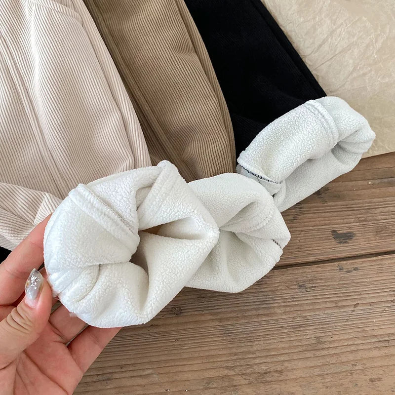 1-6Y Winter Warm Kids Pants Fur Lining Corduroy Fleece Boys Trousers Outerwear Clothing