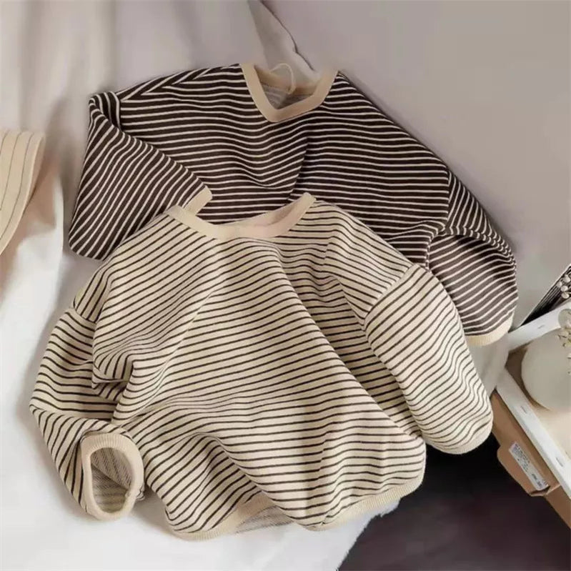 1-8T Cotton Children's Clothing Long Sleeve T-shirts Striped Baby Boy Girl Tops Casual Kids T-shirt Autumn Spring Tee Basso & Brooke