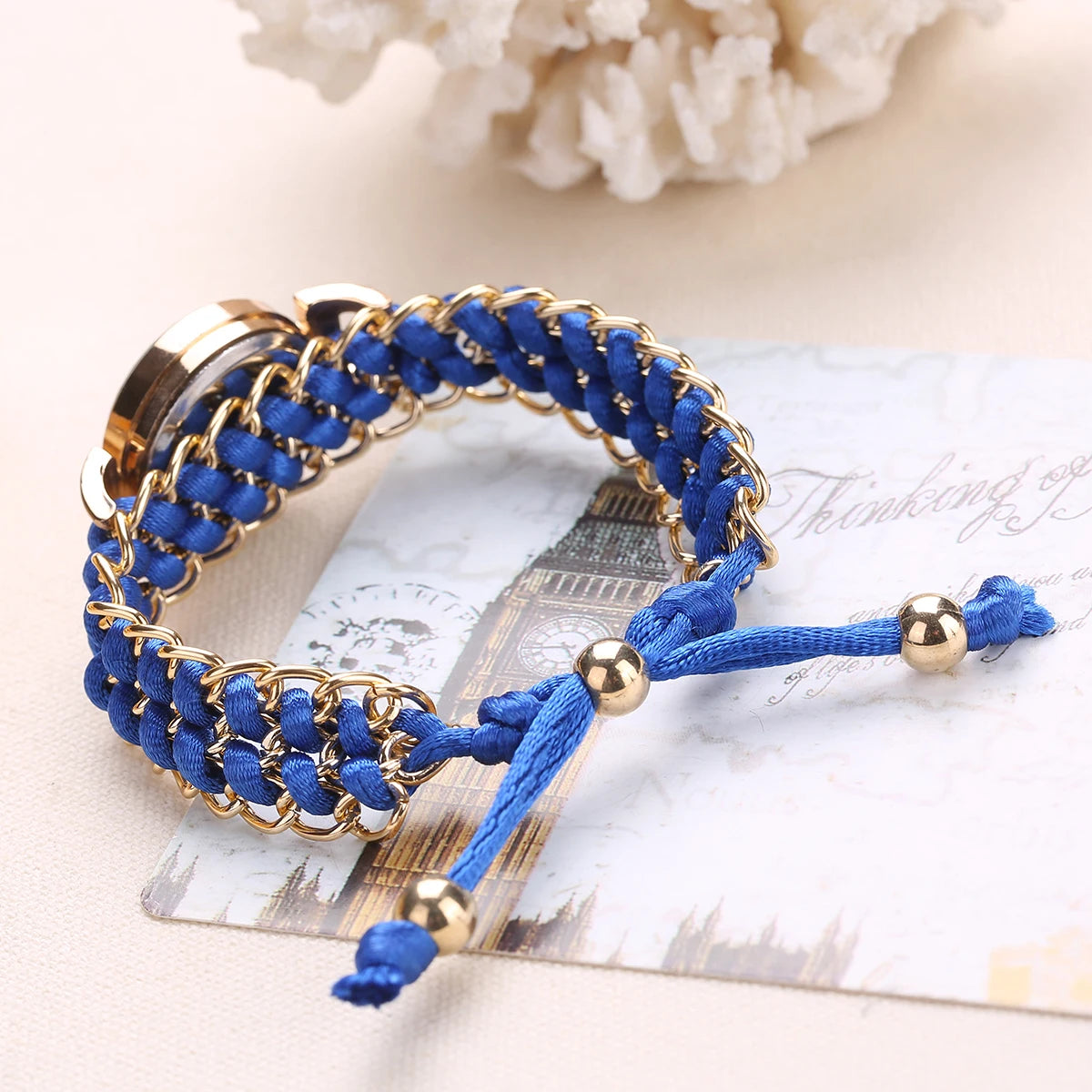 1 Personalized DIY Rhinestone Inlaid Dial, Retractable Women's Bracelet, Quartz Wristwatch