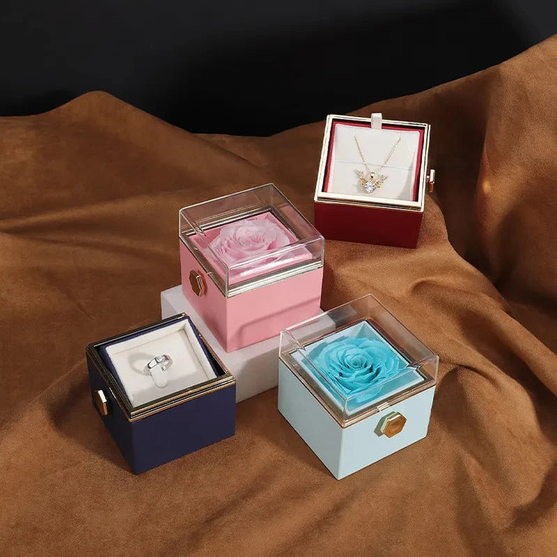 100 Languages I Love You Projection Heart Necklace With Rotating Rose Gift Box Hot Jewelry Set For Women Christmas Gifts