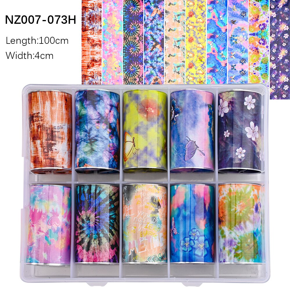 100 Patterns Animal Nail Foils 10ROLLS BOXED Transfer Paper Stickers Sliders DIY Water Marble Boxed Nail Foil NZ-1H 59