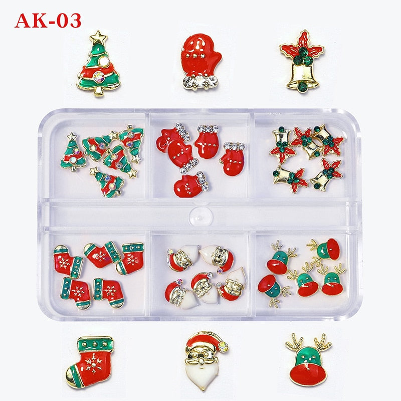 1Box Nail Art Rhinestones Crystal Glass Gems Decorations 3D Alloy Heart Nail Charms Luxury Nail Diamonds DIY Nail Supply Jewelry AK03