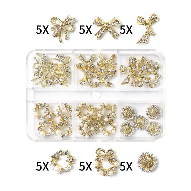 1Box Nail Art Rhinestones Crystal Glass Gems Decorations 3D Alloy Heart Nail Charms Luxury Nail Diamonds DIY Nail Supply Jewelry XZCR-20