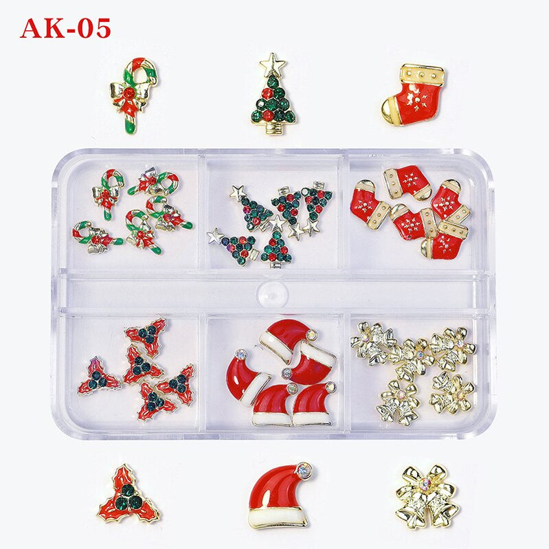 1Box Nail Art Rhinestones Crystal Glass Gems Decorations 3D Alloy Heart Nail Charms Luxury Nail Diamonds DIY Nail Supply Jewelry AK05