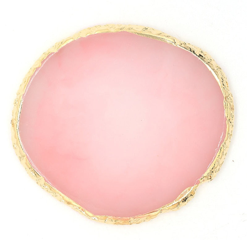 1PC Round Resin Agate Stone Nail Art Palette False Nail Tips Mixing Color Drawing Pallet Gel Polish Display Shelf Manicure Tool 7