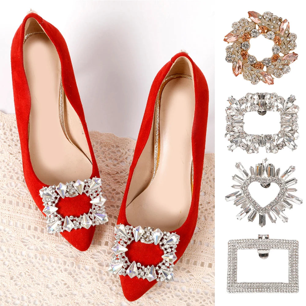 1PC Shiny Shoes Clips Crystal Wedding Bride Shoes Decoration Women High Heel Charms Rhinestones Buckle Shoes Accessories