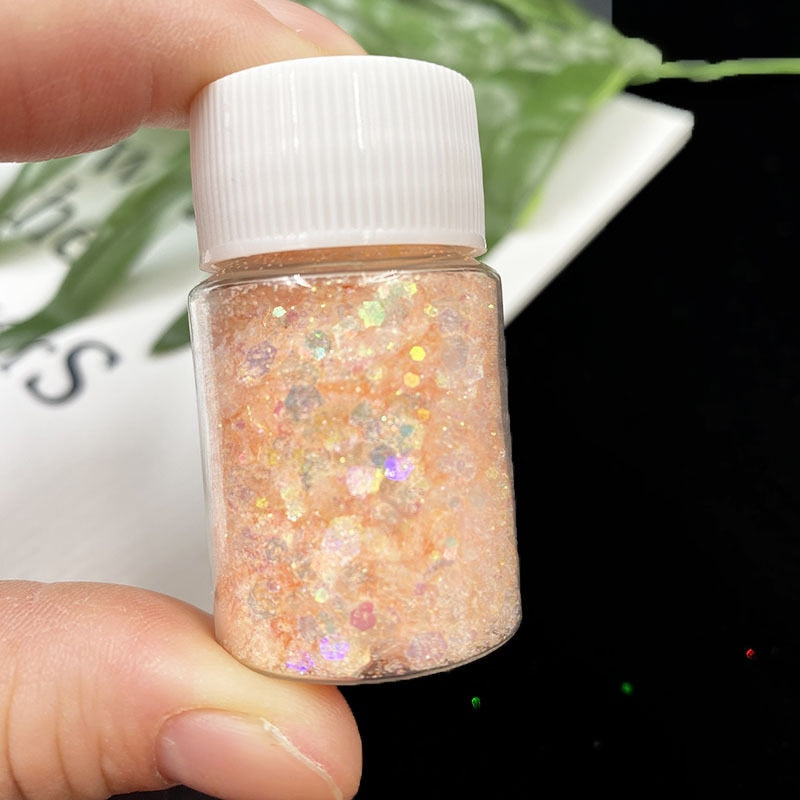 1Pc Shiny Mermaid Glitter Nail Hexagon Sequins Holographic Flakes Chunky Mixed Color DIY Manicure Decoration Design Accessories FA151-4