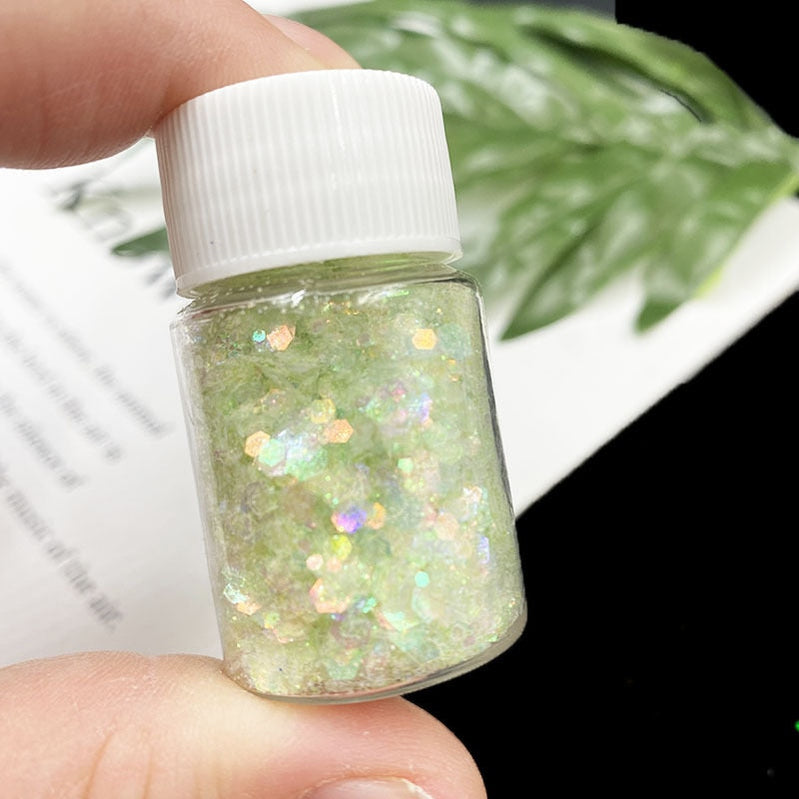 1Pc Shiny Mermaid Glitter Nail Hexagon Sequins Holographic Flakes Chunky Mixed Color DIY Manicure Decoration Design Accessories FA151-11