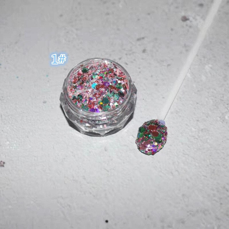 1Pc Shiny Mermaid Glitter Nail Hexagon Sequins Holographic Flakes Chunky Mixed Color DIY Manicure Decoration Design Accessories PT0163-1