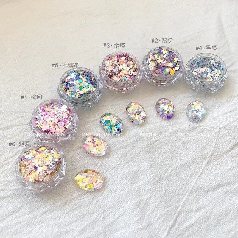 1Pc Shiny Mermaid Glitter Nail Hexagon Sequins Holographic Flakes Chunky Mixed Color DIY Manicure Decoration Design Accessories