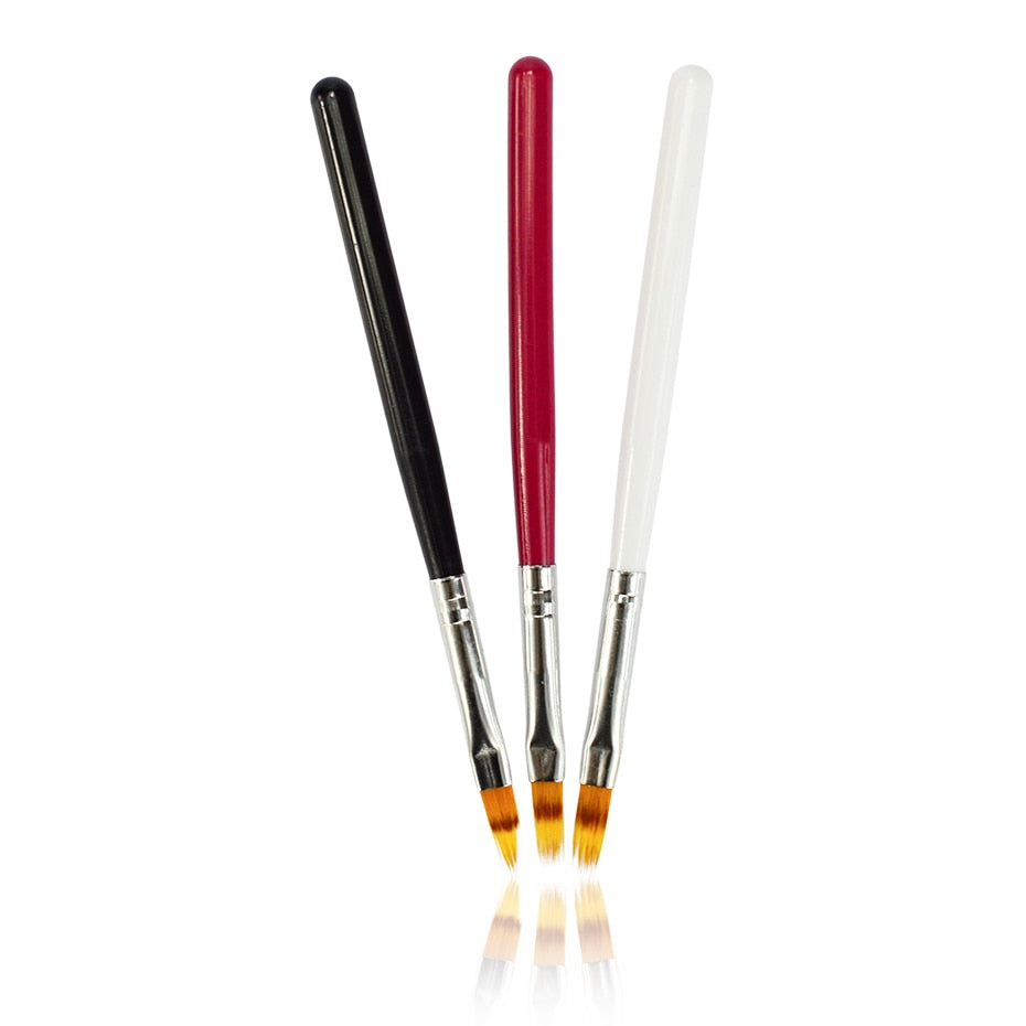 1pcs Nail Brush Pen UV Gel Gradient Bloom Nail Art Painting Wood Handle Nylon Hair Black White Red Draw Manicure Nail Tool JI285