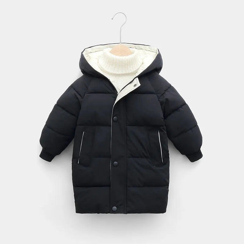 2-12Y Russian Kids Children's Down Outerwear Winter Clothes Teen Boys Girls Cotton-Padded Parka Coats Thicken Warm Long Jackets black