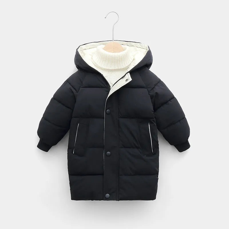 2-12Y Russian Kids Children's Down Outerwear Winter Clothes Teen Boys Girls Cotton-Padded Parka Coats Thicken Warm Long Jackets black