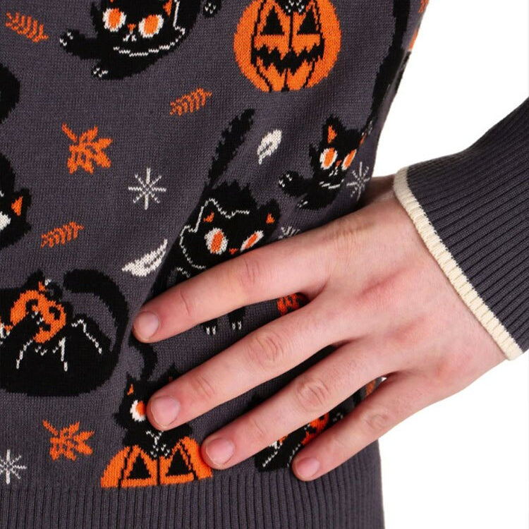 2024 Autumn Vintage Sweaters Winter Thicken Knitwear Pullovers Women Pumpkin Knitted Long Sleeve Sweater Pullover Halloween Tops