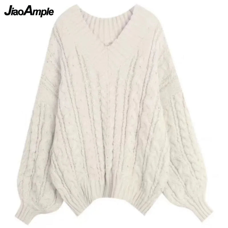 2024 Autumn/Winter New Korean Elegant V-neck Knit Sweater+Shirt+Jeans Three Piece Women's Loose Pullover Denim Pant Matching Set