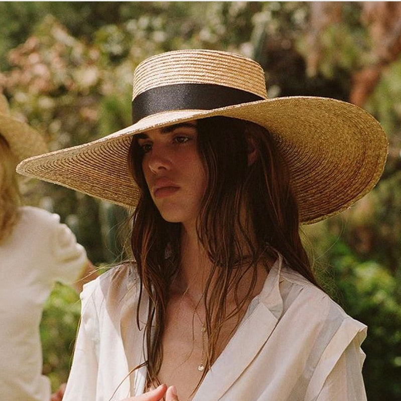 2024 Big Brim Straw Hats For Women Summer Oversized Beach Hat UV Protection Sun Hat Wholesale
