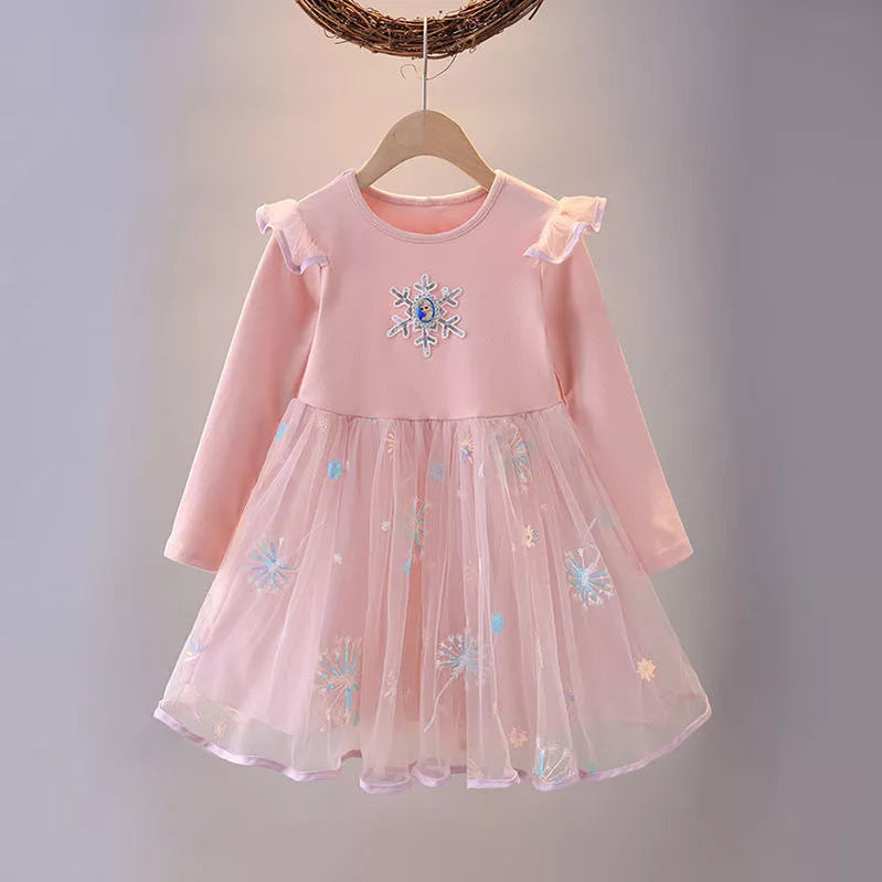2024 Elsa Princess Dress Baby Girls Dress Spring Autumn Kids Dress Party Long-sleeved Children's Frozen Formal Dress 2-9Y Photo Color 14
