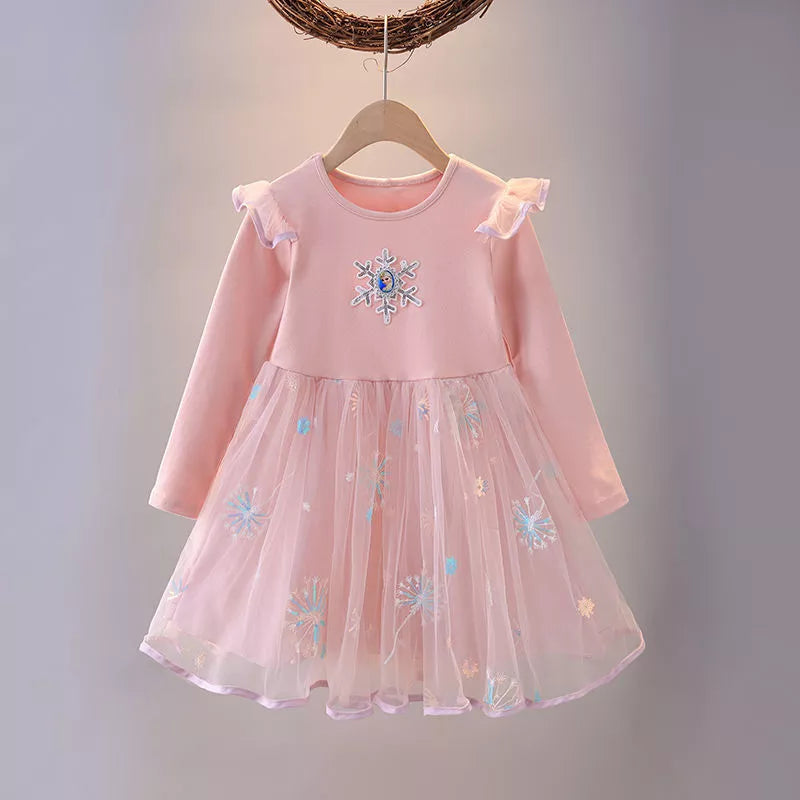 2024 Elsa Princess Dress Baby Girls Dress Spring Autumn Kids Dress Party Long-sleeved Children's Frozen Formal Dress 2-9Y Photo Color 14