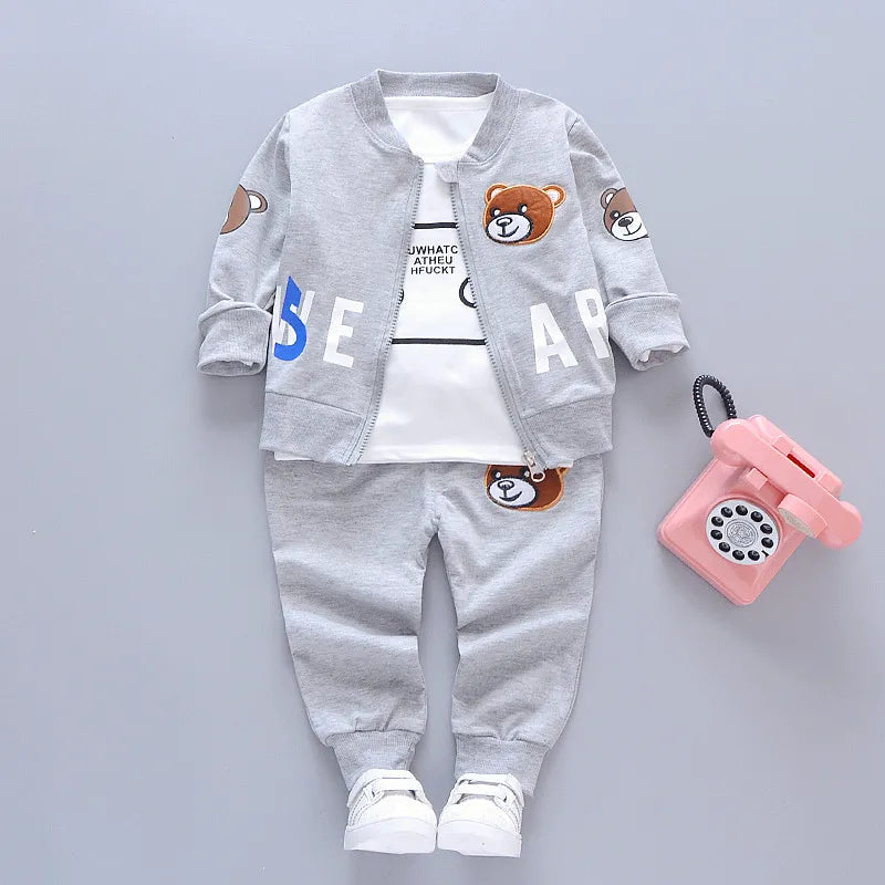 2024 Fashion Autumn Baby Boys Clothes Set Boys Sport Suit Children Sets Kids Clothes Denim Clothes For Boys Clothing 1 3 4 Year gray