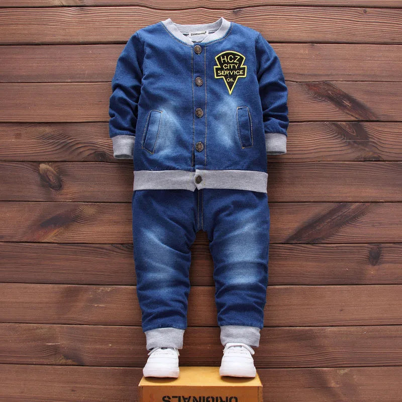 2024 Fashion Autumn Baby Boys Clothes Set Boys Sport Suit Children Sets Kids Clothes Denim Clothes For Boys Clothing 1 3 4 Year Blue 1