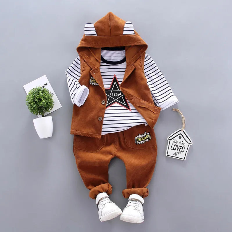 2024 Fashion Autumn Baby Boys Clothes Set Boys Sport Suit Children Sets Kids Clothes Denim Clothes For Boys Clothing 1 3 4 Year brown