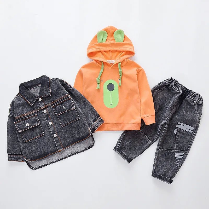 2024 Fashion Autumn Baby Boys Clothes Set Boys Sport Suit Children Sets Kids Clothes Denim Clothes For Boys Clothing 1 3 4 Year 3pcs