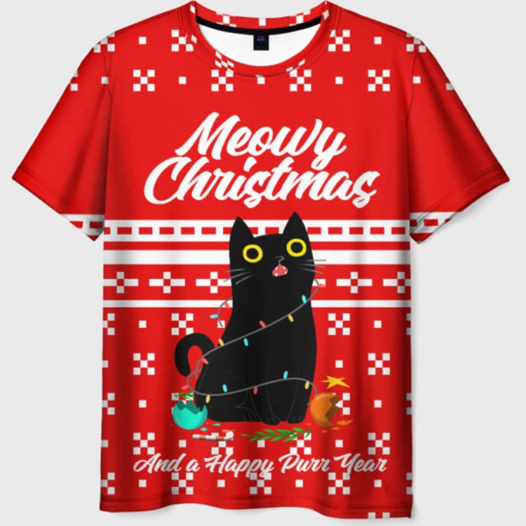 2024 Happy Christmas Women Men's T-Shirt Summer Short Sleeve Casual Fashion 3D Printed Tee Christmas T Shirt New Year Gift Basso & Brooke
