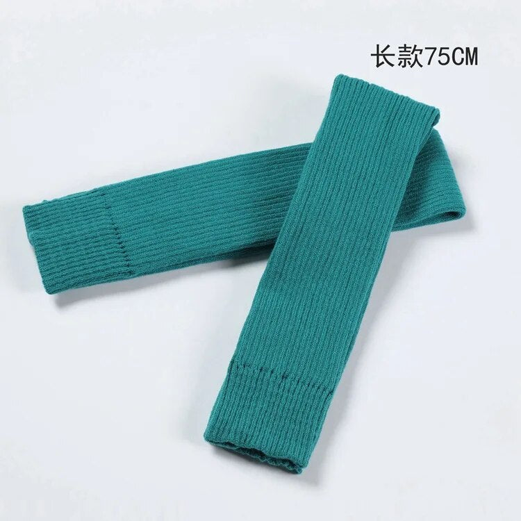 2024 Lolita Long Socks Women Leg Warmers Knitted Warm Foot Cover Arm Warmer Ladies Autumn Winter Crochet Socks Boot Cuffs 75cm Green 75CM