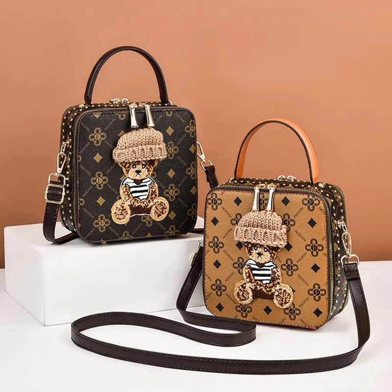2024 Retro Female Shoulder Bag PU Leather Printing Small Handbag Purses Short Handle Bag Vintage Cross Body Bags for Women