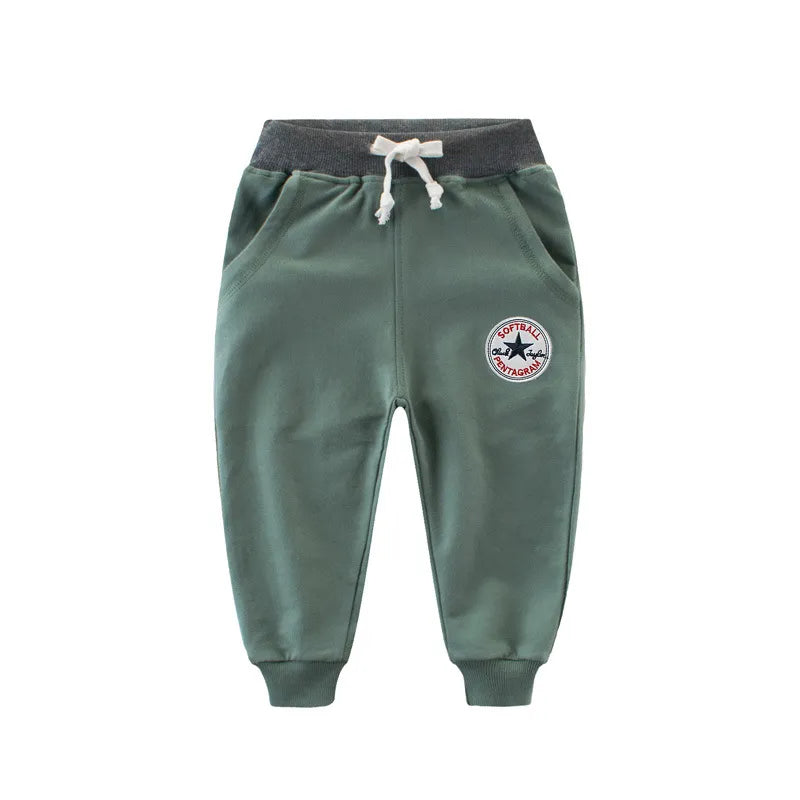 2024 Spring Children Trousers for Boys Girls Kids 100% Cotton Cartoon Casual Sport Long Pants Sweatpants 1 to 9 Years Kids 4-5051-green
