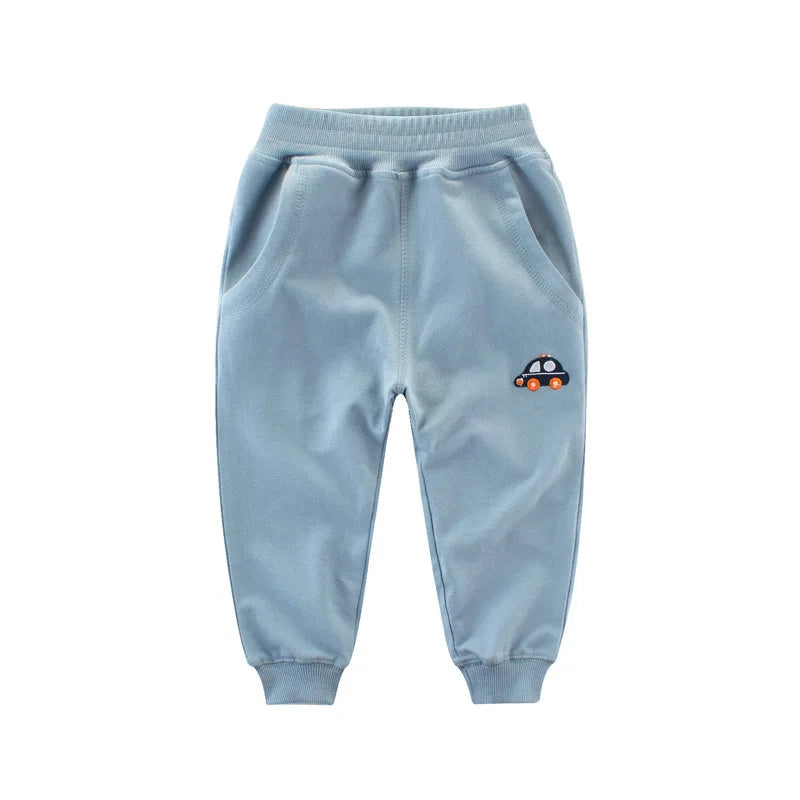 2024 Spring Children Trousers for Boys Girls Kids 100% Cotton Cartoon Casual Sport Long Pants Sweatpants 1 to 9 Years Kids 5-5066-blue2