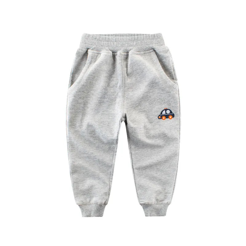 2024 Spring Children Trousers for Boys Girls Kids 100% Cotton Cartoon Casual Sport Long Pants Sweatpants 1 to 9 Years Kids 5-5066-grey