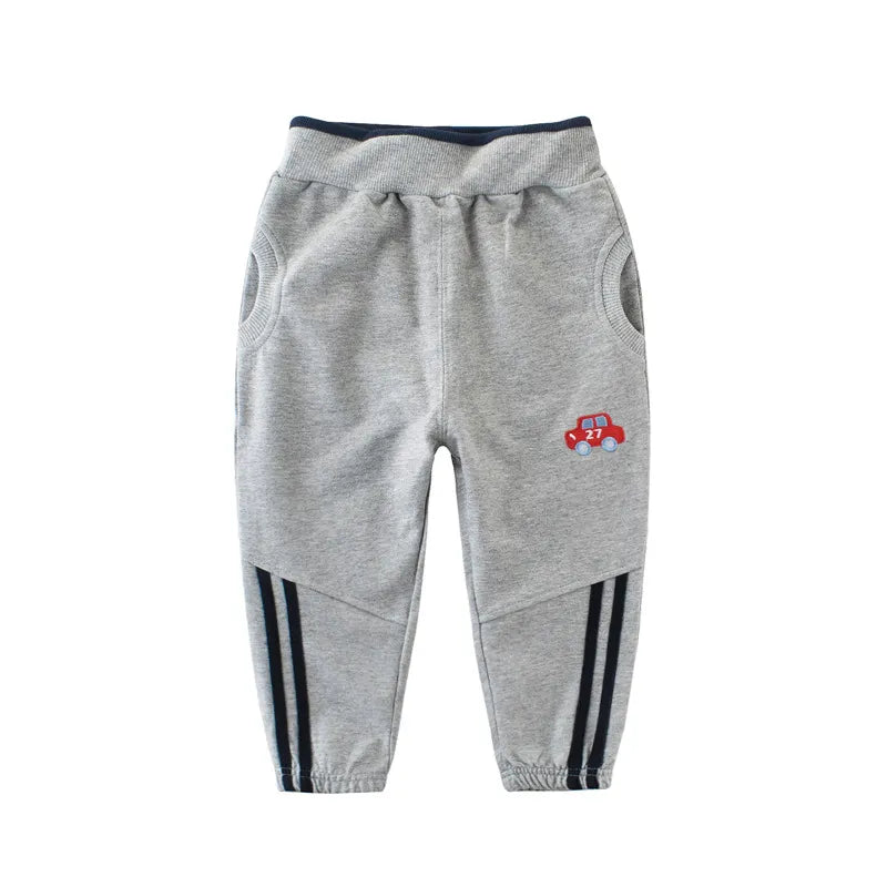 2024 Spring Children Trousers for Boys Girls Kids 100% Cotton Cartoon Casual Sport Long Pants Sweatpants 1 to 9 Years Kids 3-5050-grey