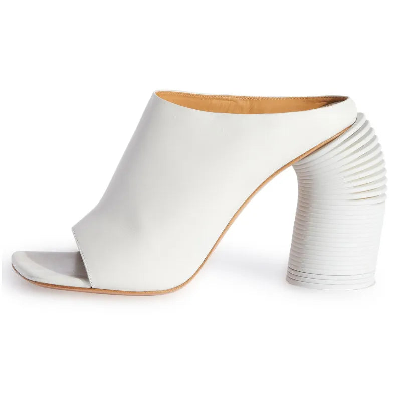 2024 Summer Shaped High Heel Women's Sandals Fashion Open Toe Square Head Muller Shoes 44 Large Women's Slippers