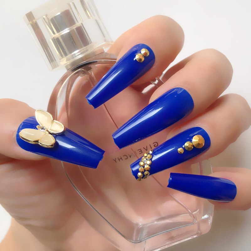 24 Pcs Pink False Nail Tips Women Wearable Fake Press on Nails With Pearl Diamond Full Cover Artificial Nails Custom Made HL3513HD