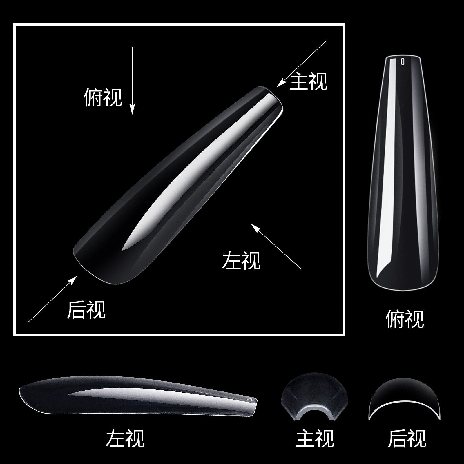 240pcs Long Half Extra False Nail XXXL Full Cover Nail Tips Transparent Press on Acrylic Salon Supply False Nails Nail Art Tool