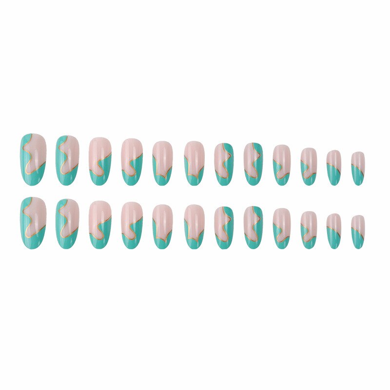 24P Removable Ballerina Press On Nail Art Long Round Head Fake Nails Full Cover Artificial Wearing Reusable False Nails Finished