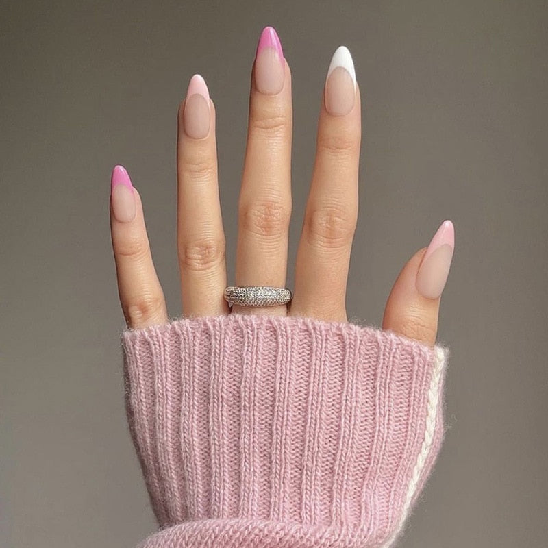 24P Removable Ballerina Press On Nail Art Long Round Head Fake Nails Full Cover Artificial Wearing Reusable False Nails Finished Y-31s