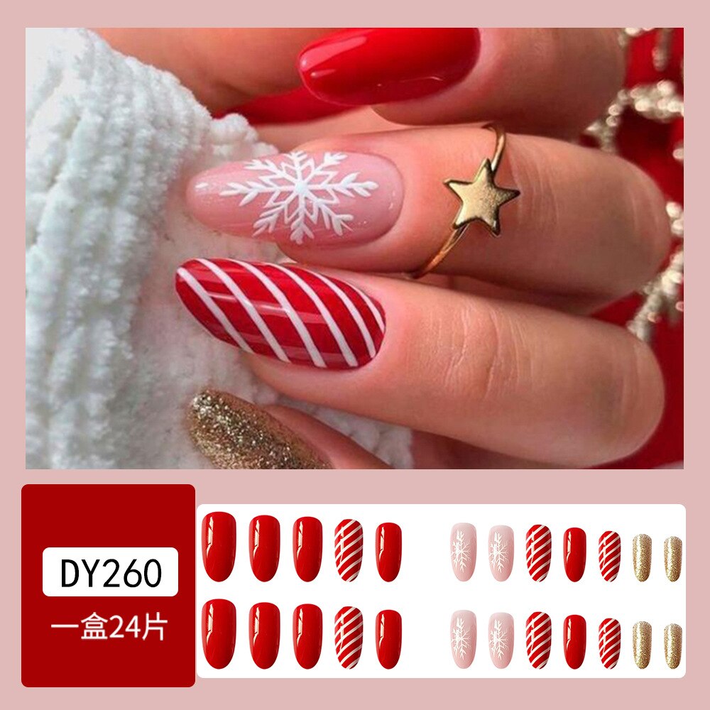 24Pcs Marble Gradient Long Coffin False Nails Full Cover Nail Tips Press Glue Detachable Wearable Gold Foil Ballerina Fake Nails DY260 --24Pcs-Set