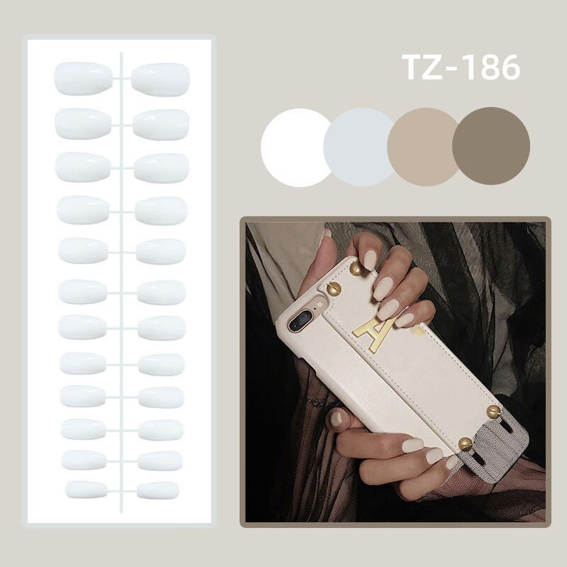 24pc detachable long Stiletto fake nails with Glitter designs french false nails with glue artificial press on nails almond long 186