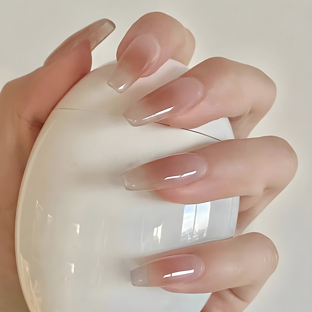 24pcs Ballet False Nail Full Cover Fake Nail Butterfly Love Nails Tip French Coffin Nails Press on Nails CY182