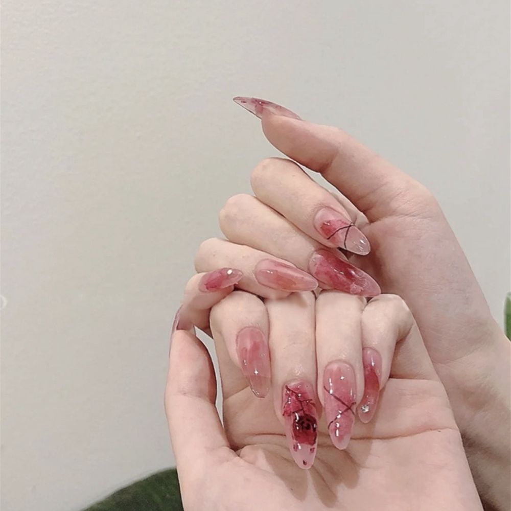 24pcs Fake Nails Halloween Long Style Full Cover False Nails DIY Glue Press On Nails Nail Supplies For Ballerina False Nail Tip 11