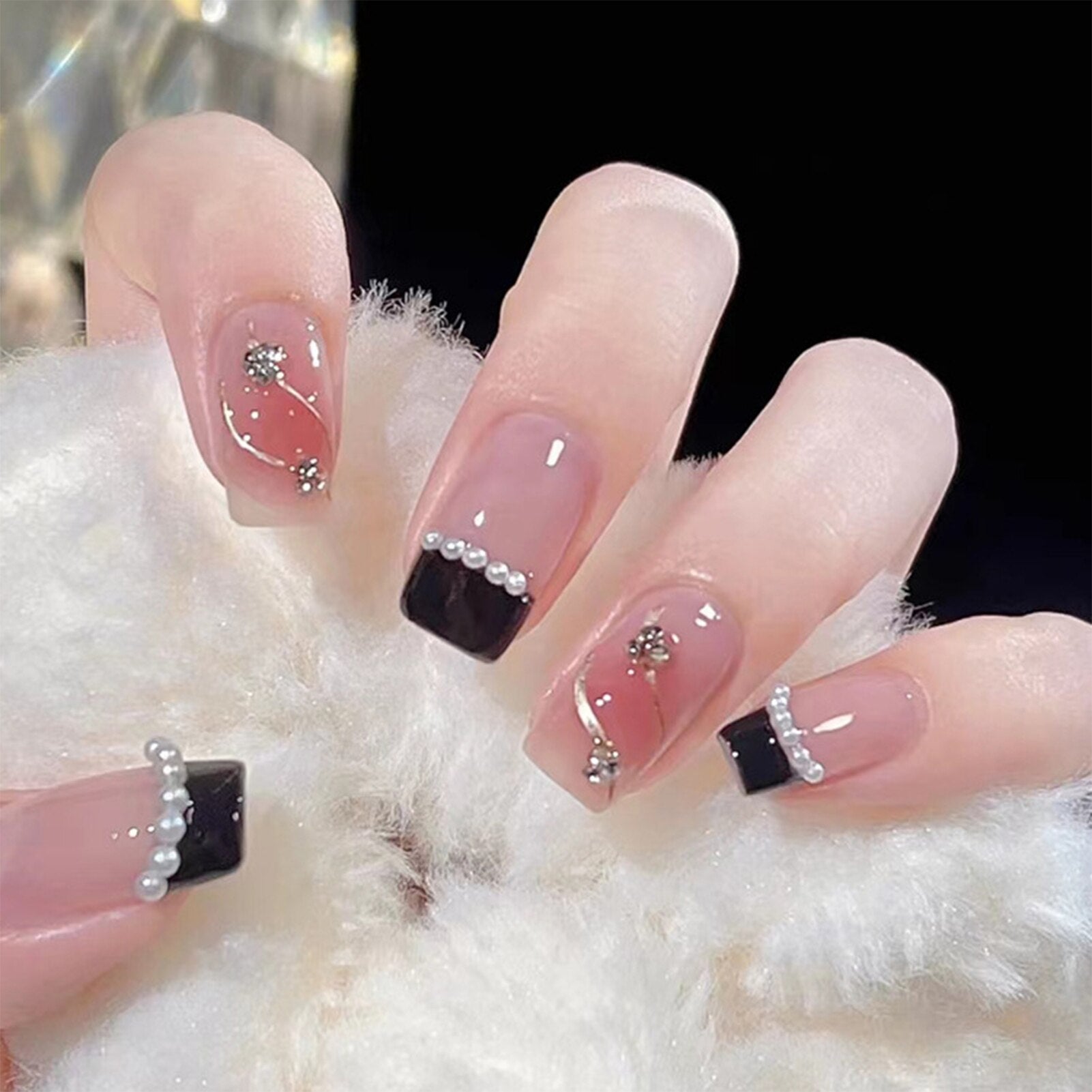 24pcs False Nail French Gold Coffee Color Coffin Fake Nail Patch Wearable Full Cover Nails for Girl Press on Nail Tips Wholesale Spain L6