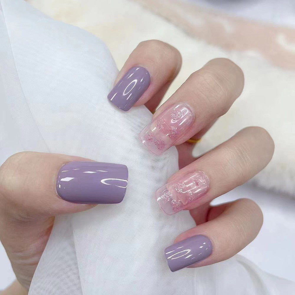 24pcs False Nail French Gold Coffee Color Coffin Fake Nail Patch Wearable Full Cover Nails for Girl Press on Nail Tips Wholesale Spain L5