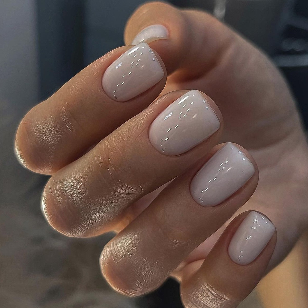 24pcs False Nail Full Cover Fake Nail Elegant Pink Gradient Glitter French Short Nails Coffin Short False Nail Press On Nails 2023-11