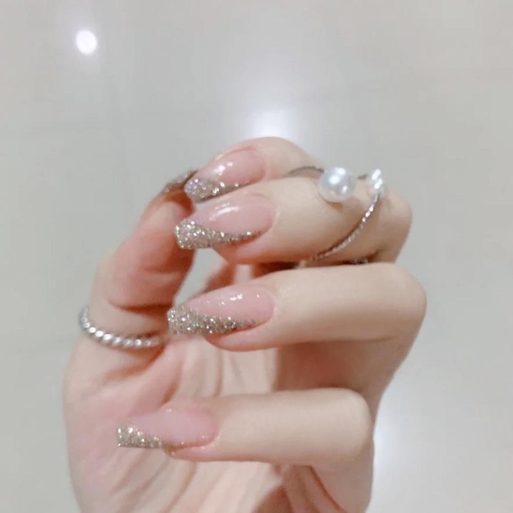 24pcs Rhinestone Design Fake Nails Shiny Bridal Women Lady party nail DIy Decorations Press On nail Tips False Nail Patch Spain 292104