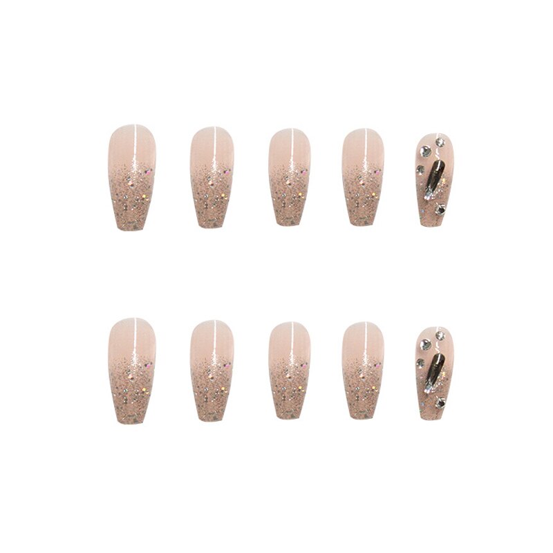 24pcs Rhinestone Design Fake Nails Shiny Bridal Women Lady party nail DIy Decorations Press On nail Tips False Nail Patch