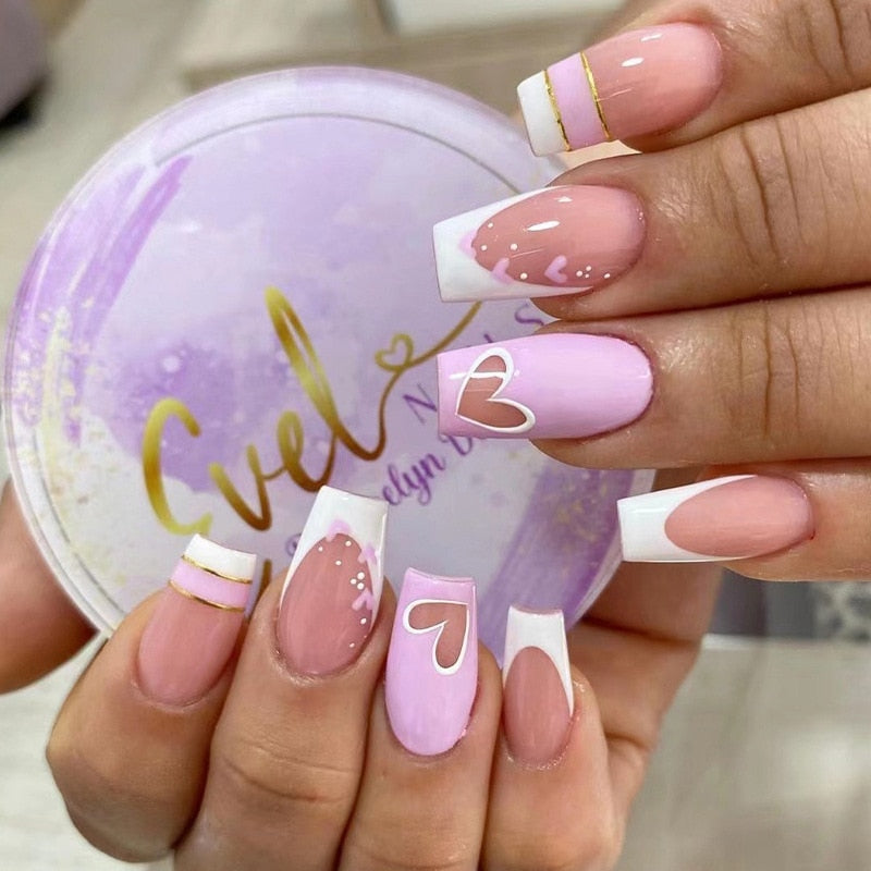 24pcs Silver glitter artificial fake nails with glue sweet cool y2k false nails with designs removeable french press on nails 2368